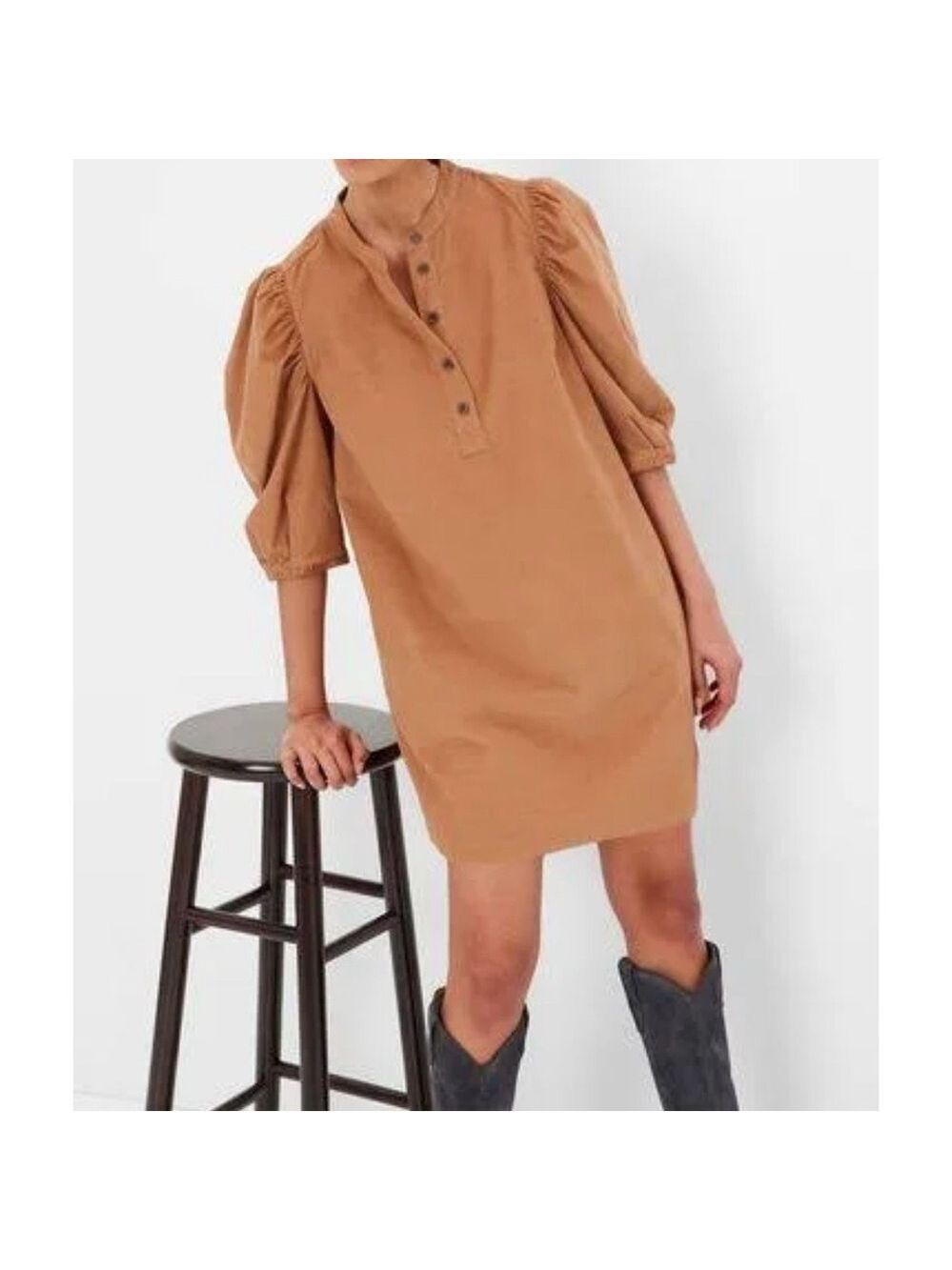 Gap NWT brown corduroy dress Small puff sleeve baby corduroy knee length pockets